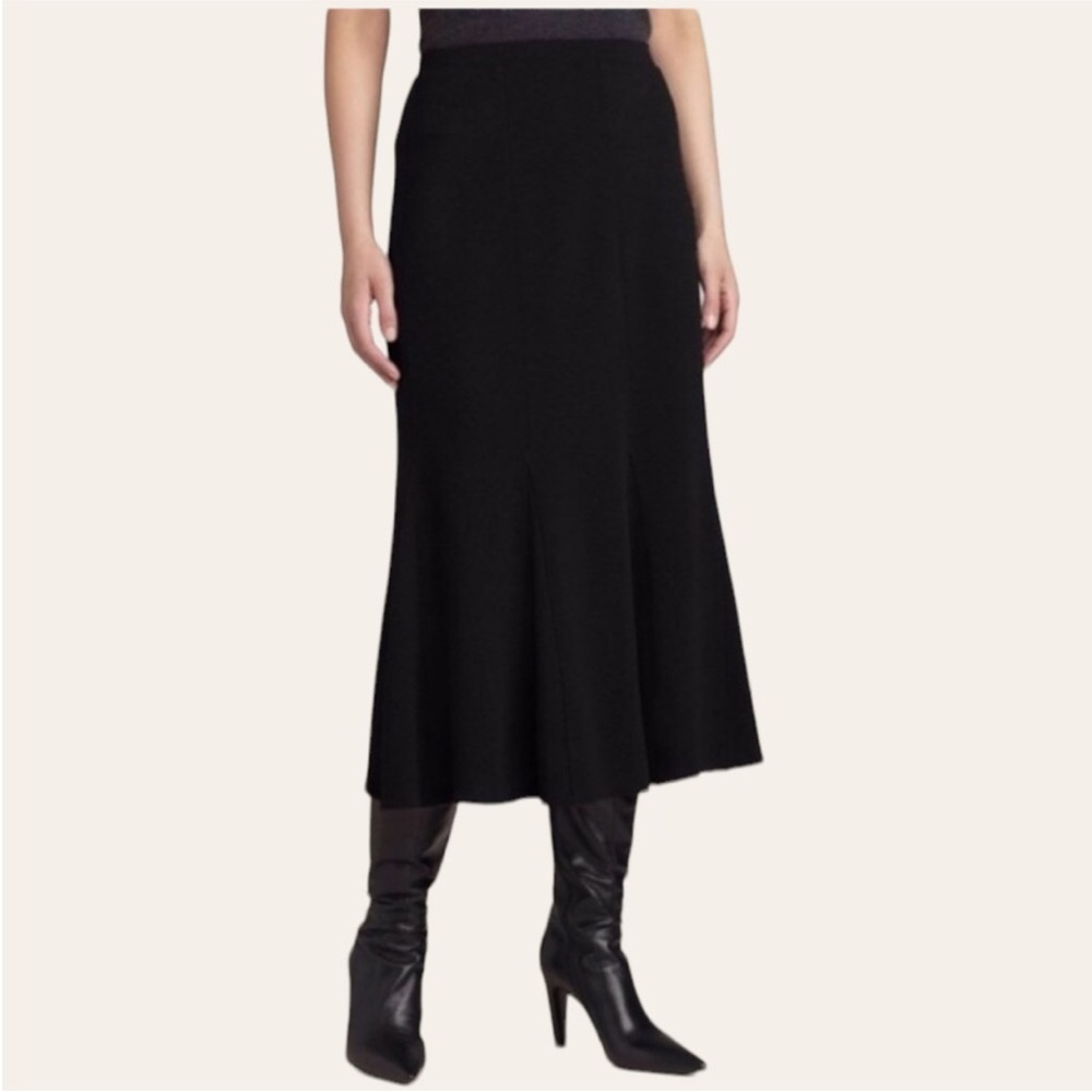 Eileen Fisher Godet Midi Skirt Wool Blend Fit Flare